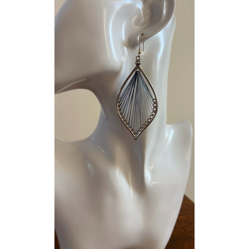 S925 Blue & Silver Leaf Earrings